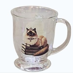 Amanda Greenwood Princess Cat Fashion Bookstack Glass Mug, NWT